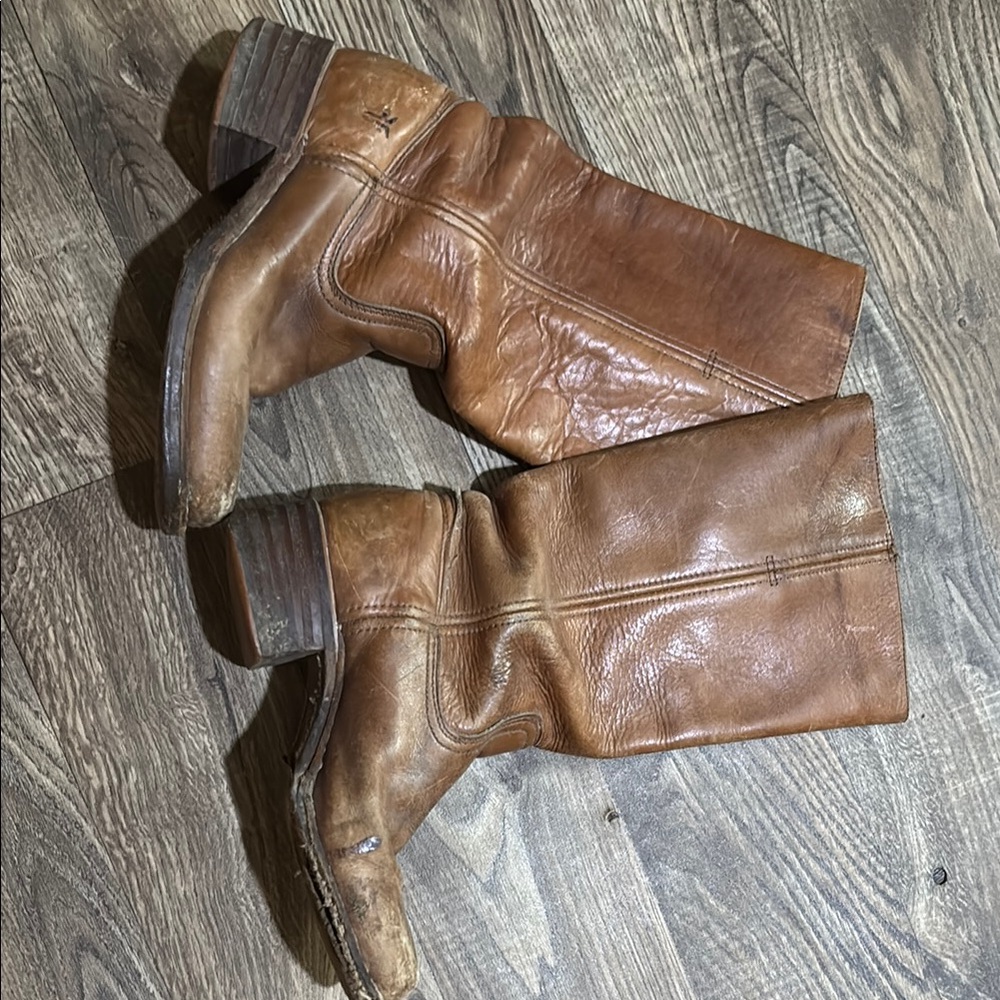 Frye Brown Leather Mid-Calf Boots